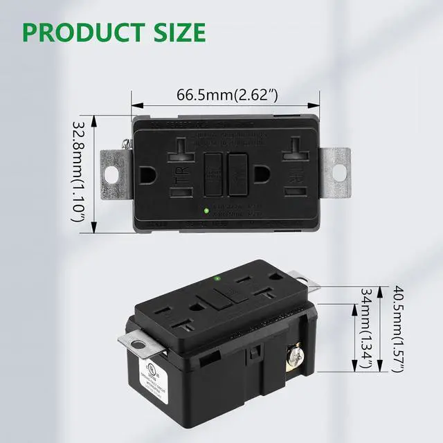 Alt view image 5 of 7 - Generator GFCI Outlet,AC125V 20Amp 60Hz,Meet UL2018,Self-Test Industrial Grade for Industrial Generators and Other Machines,Black (1Pack)