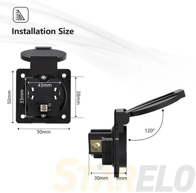 Alt view image 3 of 7 - STARELO 5PCS 15Amp Power Outlet Receptacle NEMA 5-15R with Cover,125Volt 2 Pole 3Wire ,Weatherproof, Dustproof and Radiation Proof Power Outlet for Outdoor Use,ETL Listed.