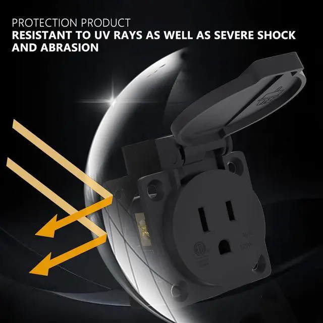 Alt view image 5 of 7 - STARELO 5PCS 15Amp Power Outlet Receptacle NEMA 5-15R with Cover,125Volt 2 Pole 3Wire ,Weatherproof, Dustproof and Radiation Proof Power Outlet for Outdoor Use,ETL Listed.