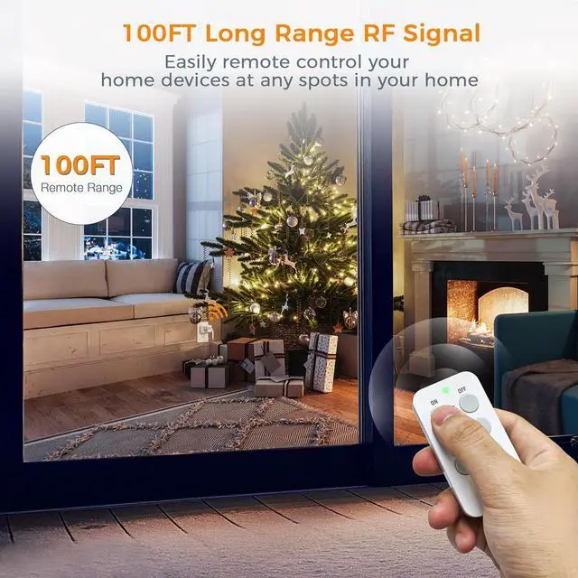 Alt view image 2 of 6 - Remote Control Outlet, TESSAN Electrical Light Switch, Plug in Wall Plug with ON/Off Switch for Indoor String Lights, Lamps, Home Small Appliances, 100ft Range (1 Remote + 3 Outlets)
