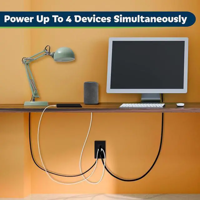Alt view image 5 of 7 - TOPGREENER 2-Port USB Outlet, Type C USB Wall Outlet, 15 Amp Tamper Resistant Receptacle Plug, USB Outlets Receptacles, Wall Plate Included, UL Listed, TU21536AC-BK-2PCS, Black, 2 Pack
