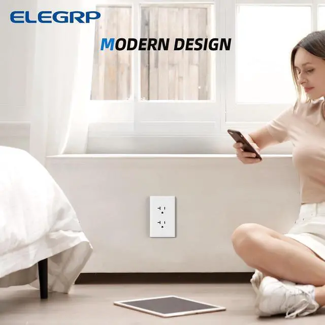 Alt view image 6 of 6 - ELEGRP Glossy White Decorator Electrical Wall Outlet Receptacle, 20A 125V Standard Outlets, 2 Pole 3 Wire, Non-Tamper Resistant, NEMA 5-20R, Self-Grounding, Wall Plate Included, UL Listed, 10 Pack