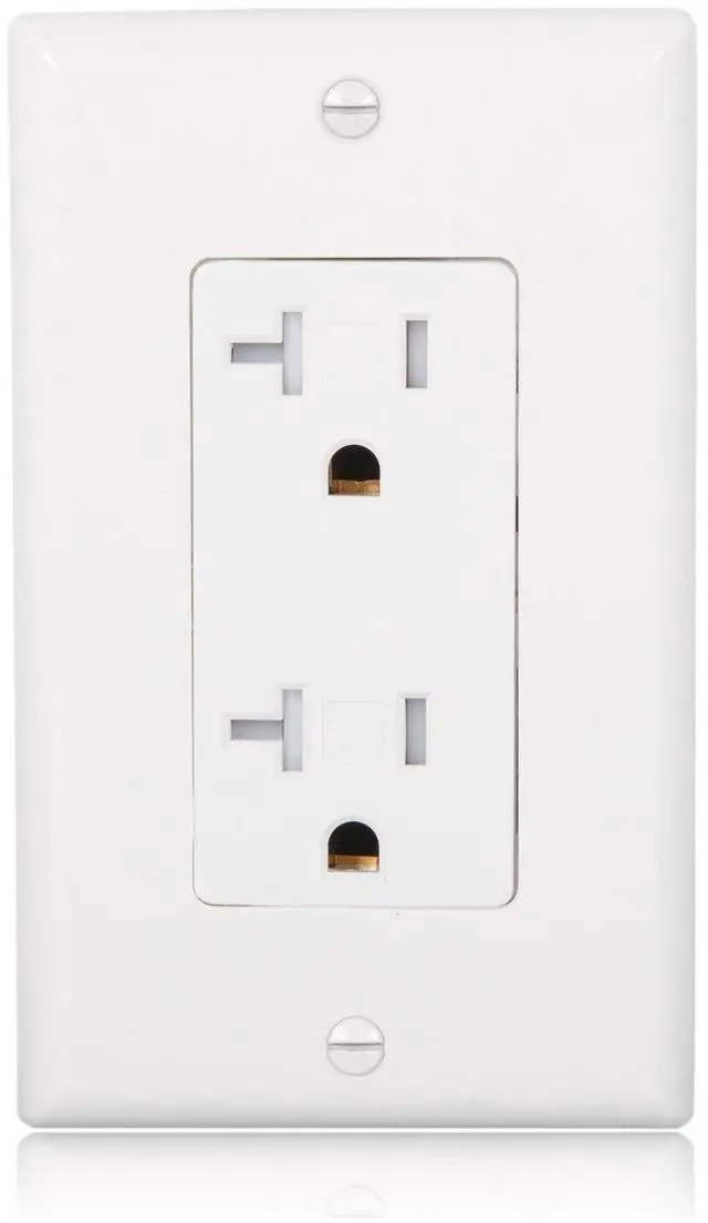 Alt view image 2 of 7 - Maxxima 20A Tamper Resistant Duplex Receptacle - Standard Decorative Electrical Wall Outlet, Child Proof Safety, Contractor Pack, 20 Amp, White Wall Plates Included - 10 Pack