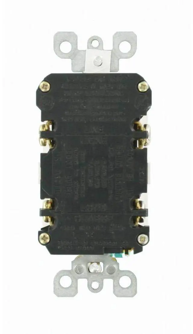 Alt view image 4 of 5 - Leviton Self-Test SmartlockPro Slim GFCI Non-Tamper-Resistant Receptacle with LED Indicator, 15-Amp, 3-Pack, GFNT1-3W, White