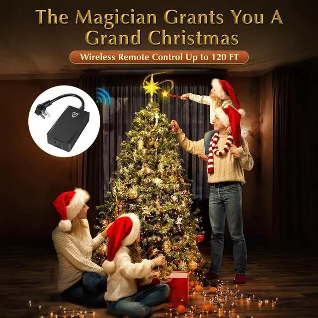 Alt view image 4 of 6 - Magical Christmas Wand Remote Control Outlet | Christmas Tree Remote Control | Christmas Tree Decorations | Shake-to-Control Feature | Smart Outlet with 100 Ft Range - Silver