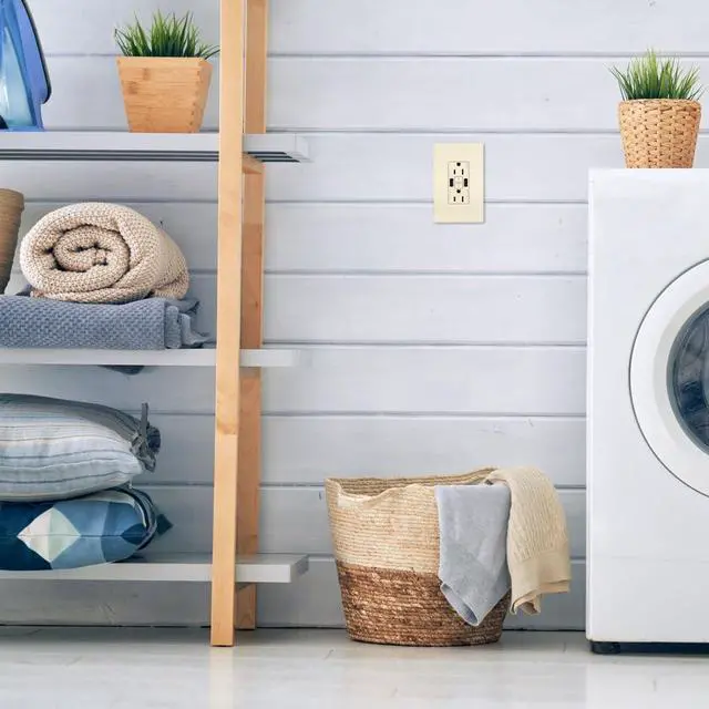 Alt view image 7 of 7 - Legrand Radiant 1597TRUSBAALA 15 Amp GFCI Self Test Tamper Resistant Decorator Duplex Outlet with USB Type A, Light Almond (1 Count)