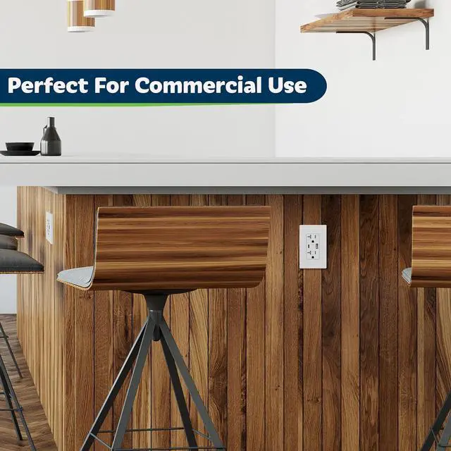 Alt view image 7 of 7 - TOPGREENER USB Outlet, Type C & Type A USB Wall Outlet, 20 Amp Tamper-Resistant Receptacle, Charging Power Outlet with USB Ports, Wall Plate Included, UL Listed, TU22036AC-W-6PCS, White, 6 Pack