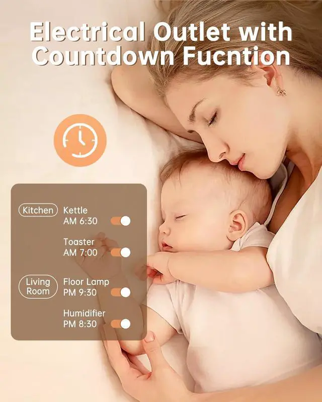 Alt view image 7 of 7 - ELECTOP Remote Control Outlet, 15A/1500W Wireless Outlet Power Switch with Countdown Function, No Wire Long Range Electrical Switch Plug On/Off for Small Household Appliance(1 Swicth & 2 Outlets)