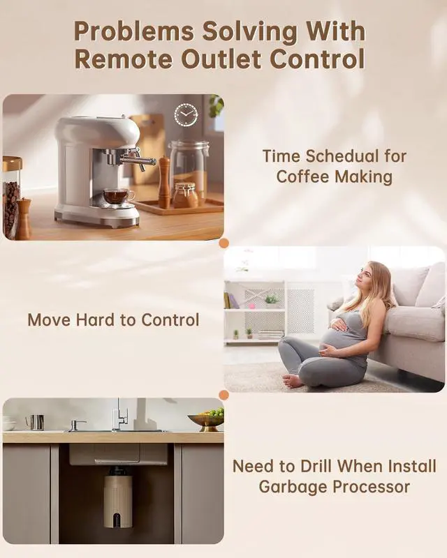 Alt view image 6 of 7 - ELECTOP Remote Control Outlet, 15A/1500W Wireless Outlet Power Switch with Countdown Function, No Wire Long Range Electrical Switch Plug On/Off for Small Household Appliance(1 Swicth & 2 Outlets)