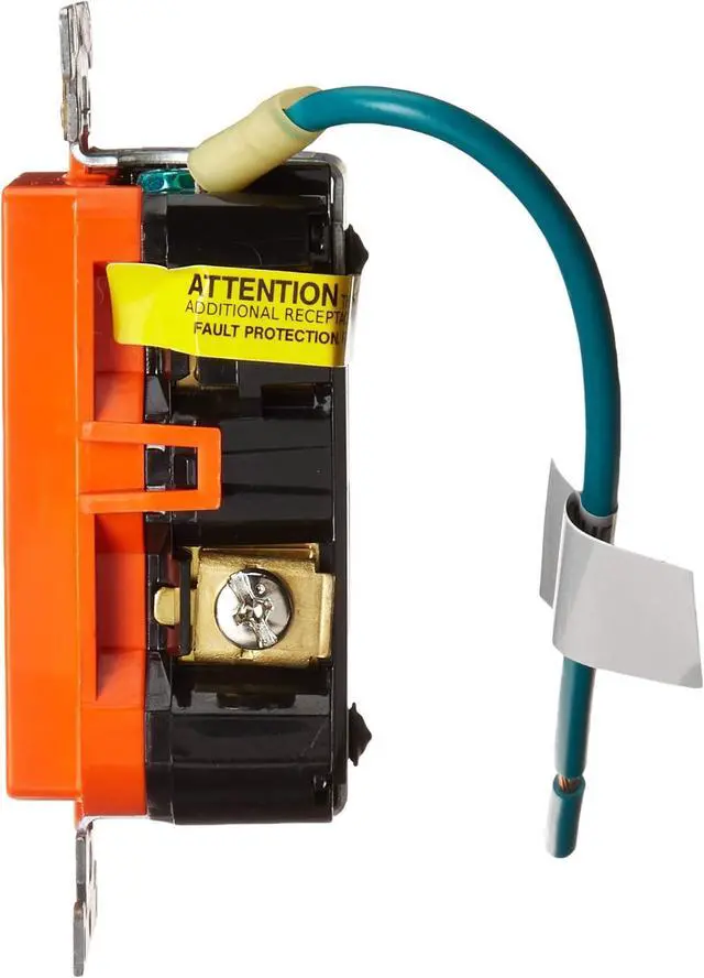 Alt view image 4 of 5 - Leviton 20 Amp, 20A-125V Extra-Heavy Duty Industrial Grade Isolated Ground Duplex Tamper-Resistant Self-Test GFCI Receptacle, GFTR2-IGO, Orange