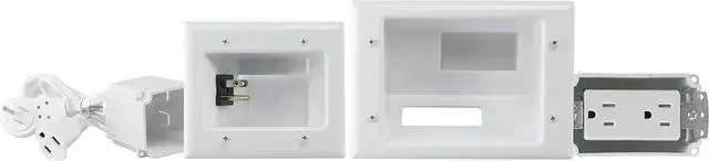 Main image of DATA COMM 45-0024-WH Recessed Pro-Power Kit with Duplex Receptacle and Straight Blade Inlet, White