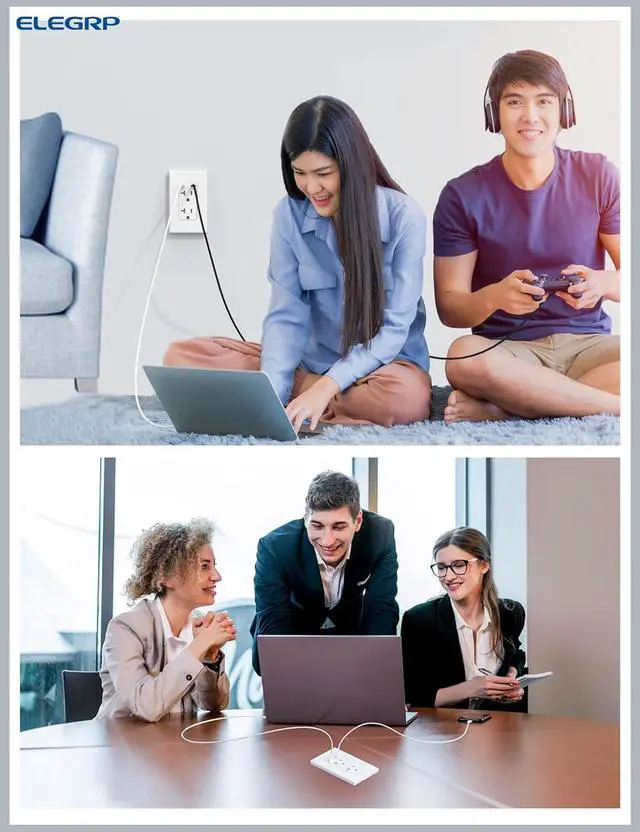 Alt view image 6 of 6 - ELEGRP 65W Ultra-Speed USB C Outlet Receptacle for Laptop, 20 Amp Wall Outlet with USB C Ports, Tamper Resistant USB Outlet, Wall Plate Included, UL Listed, 1 Pack, Matte White