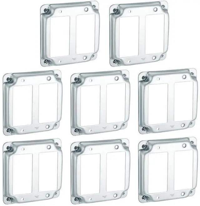 Main image of 8 Pcs 4 x 4 Inch Metal Receptacle Electrical Box Cover Square Exposed Work Receptacle Outlet Case Cover for 4 Inch Electrical Box(2 GFCI)