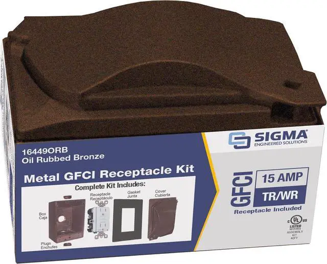 Alt view image 5 of 5 - Sigma Engineered Solutions 16449ORB Weatherproof TRWR GFCI Receptacle Kit with Universal Cover, Oil Rubbed Bronze