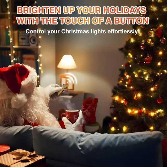 Alt view image 2 of 7 - Remote Control Outlet for Christmas Tree Lights, Gingerbread Man Wireless Remote Switch, Christmas Tree Remote Control with Built-in Music Feature, 100Ft Range