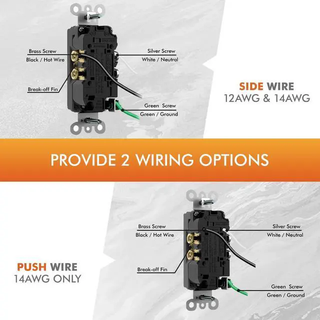 Alt view image 5 of 7 - Micmi Decorator Receptacle Outlet, Standard Decorative Wall Outlet, 15 Amp, 125 Volt, Non-Tamper Resistant, Grounding UL Listed Black (15A Outlet with wallplates 10pack)