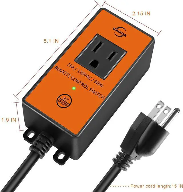 Alt view image 7 of 7 - 120v Automatic Vacuum Switch Wireless Remote Control Dust Collector Starter Outlet Switch (Battery Included) (120V)