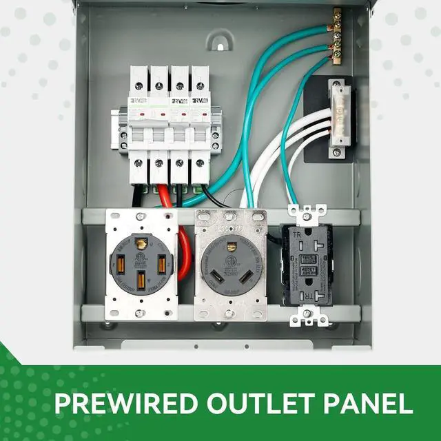 Alt view image 6 of 7 - ETL Listed RV Temporary Power Outlet Panel with Breaker, with 20, 30, 50 Amp RV Receptacle, RV Electrical Outlet Breaker Panel for RV, Camper, Travel Trailer