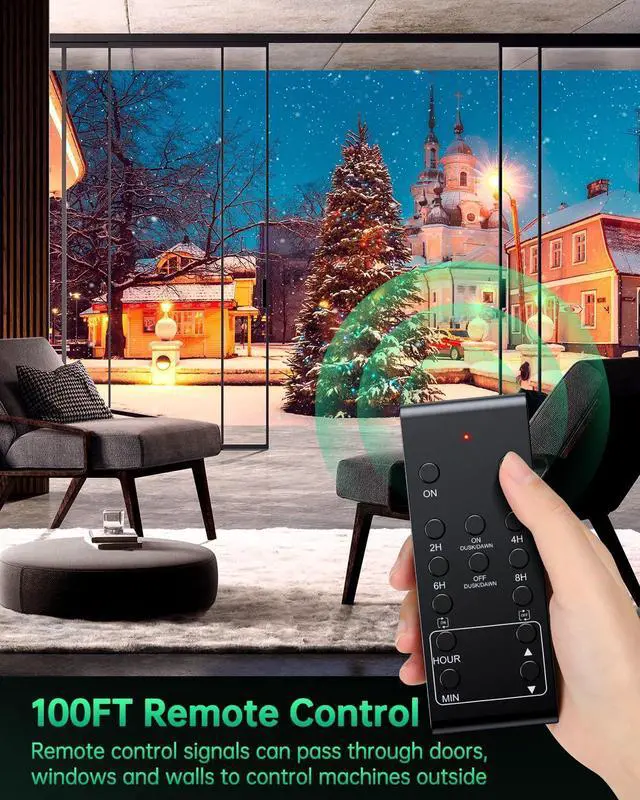 Alt view image 6 of 7 - Outdoor Light Timer Waterproof, Remote Control Dusk to Dawn Sensor Timer, 100 FT Range, Plug in, 2 Outlets Digital Timer Switch for Home and Garden, 15A/1875W