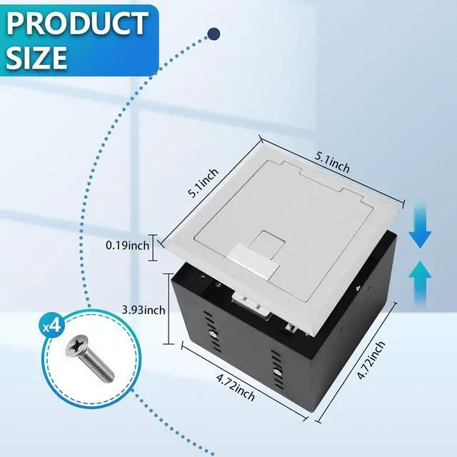 Alt view image 2 of 7 - KYHSHJ Recessed Flat Hidden Socket Kit with 2 * 15A Receptacle4.8A*2 USB-A Ports +3-Port RJ45 Datacom Receptacle. Internal Height AdjustableCorrosive Resistant Hardware,Silver