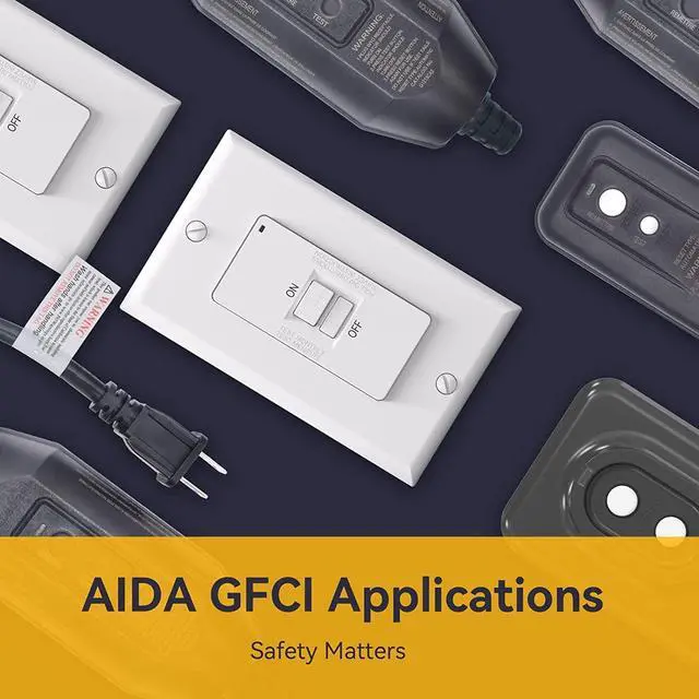 Alt view image 7 of 7 - AIDA Blank Face GFCI, 20 Amp, Self Test, LED Indicator Light,Provides GFCI Protection,White GFCI Outlet 20 amp, 20 Amp GFCI Outlet UL Listed,Back &Side Wire (White, 6 Pack)