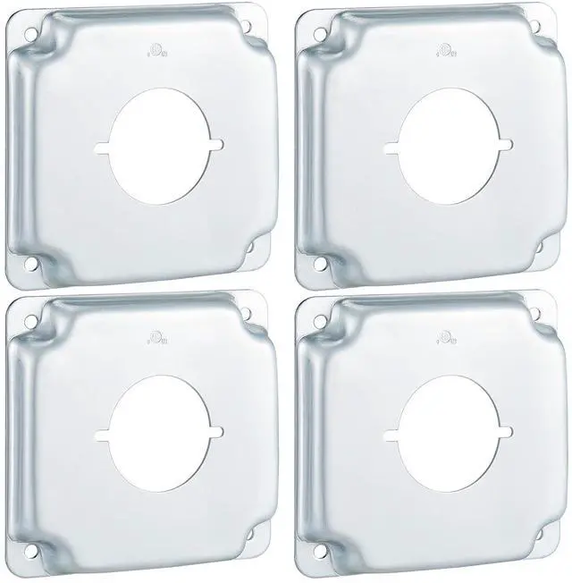 Main image of 4 Pcs Metal Receptacle Electrical Box Cover, Square Rectangle Exposed Outlet Junction Cover for 4 Inch Electrical Box(2.215 Inch Round)