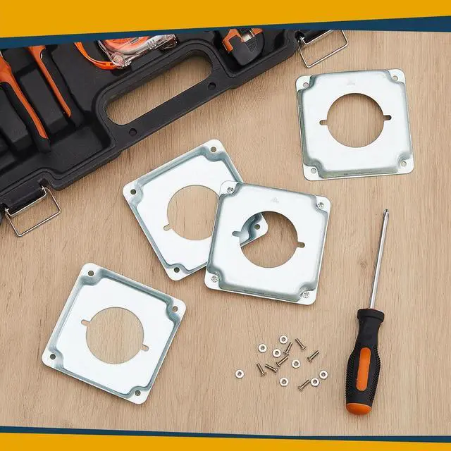 Alt view image 4 of 7 - 4 Pcs Metal Receptacle Electrical Box Cover, Square Rectangle Exposed Outlet Junction Cover for 4 Inch Electrical Box(2.215 Inch Round)