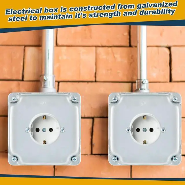 Alt view image 5 of 7 - 4 Pcs Metal Receptacle Electrical Box Cover, Square Rectangle Exposed Outlet Junction Cover for 4 Inch Electrical Box(2.215 Inch Round)