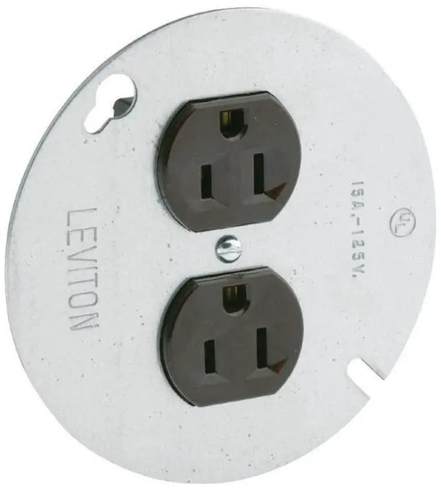 Alt view image 2 of 4 - Leviton 5042 15 Amp, 125 Volt, Duplex Receptacle On 4-Inch Cover, Zinc Plated Steel (Pack of 2)