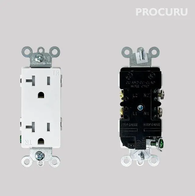 Alt view image 2 of 4 - [40-Pack] PROCURU 20 Amp Decorator Commercial Grade Outlet Receptacle, Tamper Resistant, NEMA 5-20R, with Wall Plate Covers, 125V, White, UL Certified