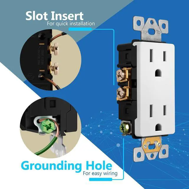 Alt view image 3 of 7 - LIDER Matte Finish Decorator Receptacle with Interchangeable Face Cover, Child Safe Tamper-Resistant Wall Outlet with Screwless Wall Plate, Residential Grade 15A 125V UL Listed LR15-TR-WSWP10P, White