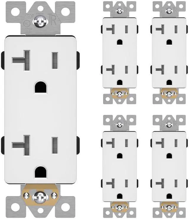 Main image of LIDER Matte Finish Decorator Receptacle with Interchangeable Face Cover, Child Safe Tamper-Resistant Wall Outlet, Commercial Grade, Self-Grounding, 20A 125V, UL Listed, LR20-TR-W5P, White, 5 Pack
