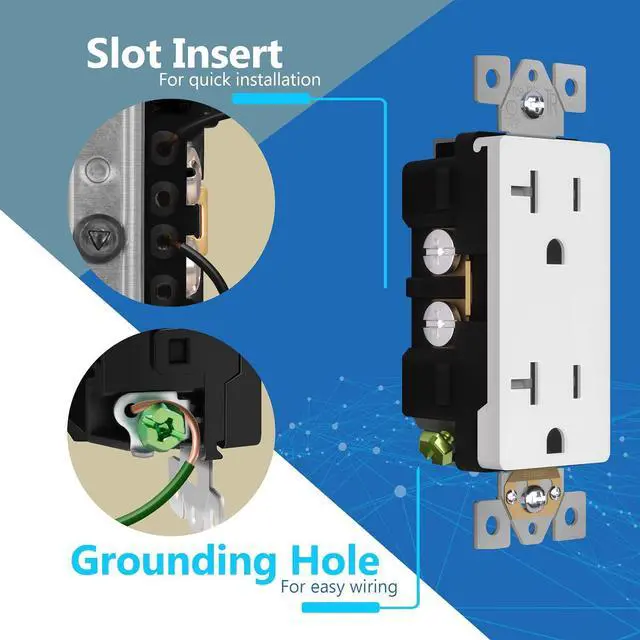 Alt view image 3 of 7 - LIDER Matte Finish Decorator Receptacle with Interchangeable Face Cover, Child Safe Tamper-Resistant Wall Outlet, Commercial Grade, Self-Grounding, 20A 125V, UL Listed, LR20-TR-W5P, White, 5 Pack