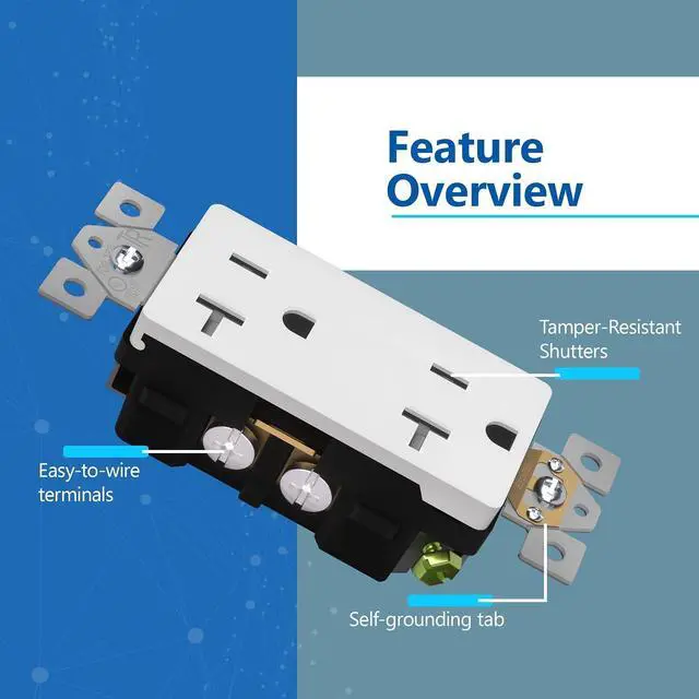 Alt view image 4 of 7 - LIDER Matte Finish Decorator Receptacle with Interchangeable Face Cover, Child Safe Tamper-Resistant Wall Outlet, Commercial Grade, Self-Grounding, 20A 125V, UL Listed, LR20-TR-W5P, White, 5 Pack