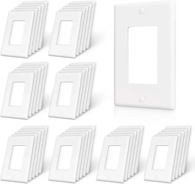 Main image of 1-Gang Wall Plate Switch Outlet Covers Decorator Light Switch or Receptacle Outlet Wall Plate Size 4.53X2.75 Inch Light Switch Cover Plate, Unbreakable Polycarbonate Thermoplastic, White(40 Pack)