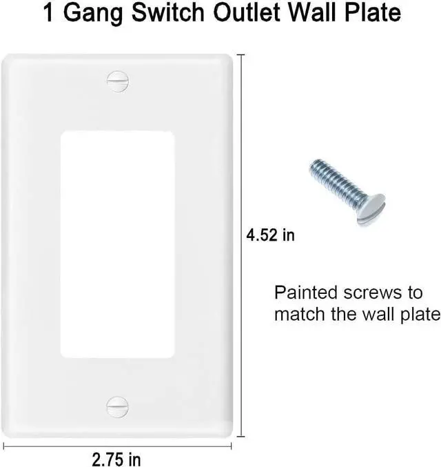 Alt view image 2 of 7 - Decora Light Switch Outlet Wall Plate Cover 1-Gang Electrical Device Faceplates Unbreakable Thermoplastic Standard Size Glossy Finish White (20 Pack)