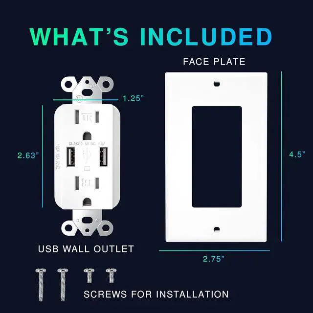 Alt view image 4 of 7 - 10 Pack 4.8A Wall Outlet with USB Ports 15Amp Duplex USB Wall Outlets Tamper Resistant Outlet Charger, UL Listed, Electrical Outlet with Dual Port, White Outlets Receptacles
