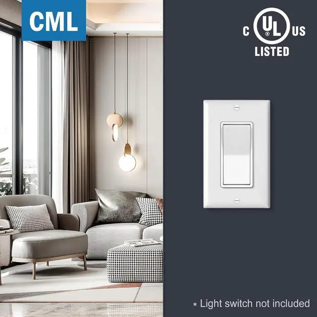 Alt view image 6 of 7 - CML Decorator Wall Plates, 50 Pack Electrical Outlet Receptacle Covers, 1-Gang Switch Plates, Standard Size 2.76 x 4.5, Impact Resistant, UL Listed, White, Contractor Pack
