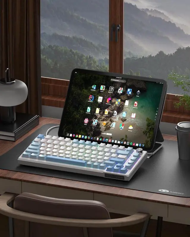 Alt view image 6 of 7 - MageGee SKY81 75% Mechanical Gaming Keyboard, Hot Swappable Wired Custom Creamy Keyboards with 5-Layer Sound Dampening, Knob Control, RGB Backlit, NKRO for Win/Mac (Ice Sea Blue, Pink Bear Switch)