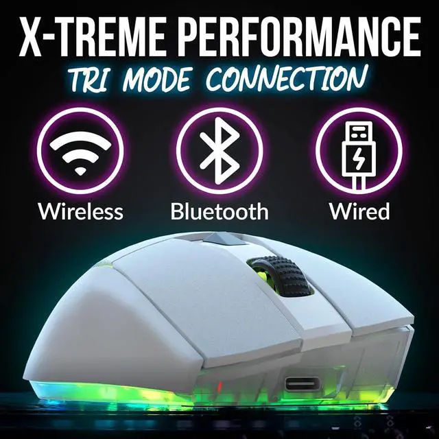 Alt view image 2 of 7 - KLIM Blaze X RGB + New + Rechargeable Wireless Gaming Mouse with Charging Dock + Long-Lasting Battery + Up to 12000 DPI + Wired & Wireless Mouse PC, PS5, PS4, Mac + White