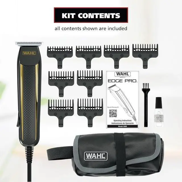 Alt view image 3 of 7 - Wahl Edge Pro Bump Free Corded Beard Trimmer for Men Touch Up Trimmer & Grooming Detailer Kit Perfect for Edging Beards, Mustaches, Hair, & Stubble, Model 9686-300