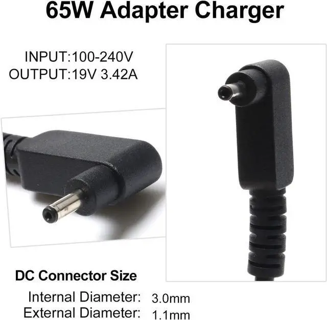 Alt view image 3 of 7 - A515-45 Laptop Charger 65W Replace for Acer Aspire 5 A517-52 A514-54 A115-31 A13-045N2A R5-571T C738T R7-371T SF314-52 SP513-52N SP111-33 SF314-51 PA-1650-80 N15Q8 CB3-131 AC Adapter Charging Cord
