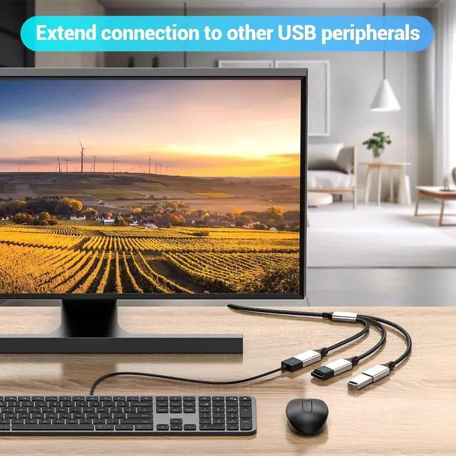 Alt view image 3 of 6 - USB Splitter Y Cable 3.3FT USB Splitter Cable USB Port Expander Hub Extra Multiport USB Data/Charging Split Adapter Cord for Mac MacBook,Car,TV,Xbox One Series X/S,Flash Drive,HDD,Laptop,PC