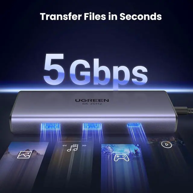 Alt view image 7 of 7 - UGREEN Revodok USB C Docking Station Dual 4K@60Hz HDMI, 6-in-1 USB C Hub Dual Monitor with 4K@60Hz HDMI, PD Charging, USB C and 2 USB A 3.0 Data Port for MacBook/iPad/XPS/ThinkPad/Surface Pro