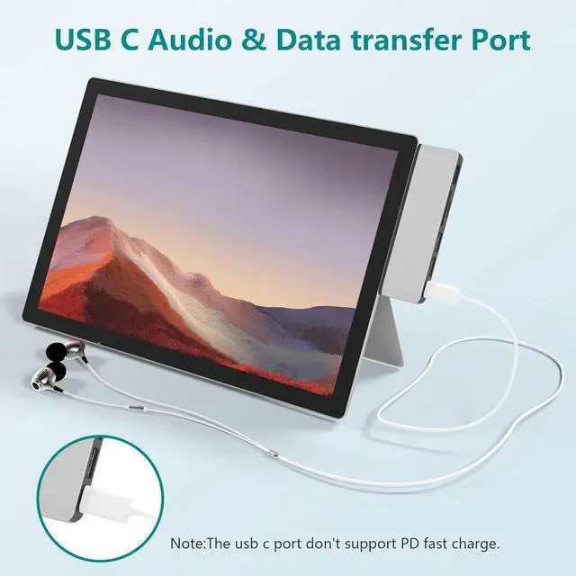 Alt view image 5 of 7 - Surface Pro 7 Hub Docking Station with 4K HDMI, USB-C (Audio + Data Transfer), 2X USB 3.0 Ports, TF + SD Card Slot, Converter Combo Adaptor for Microsoft Surface Pro 7