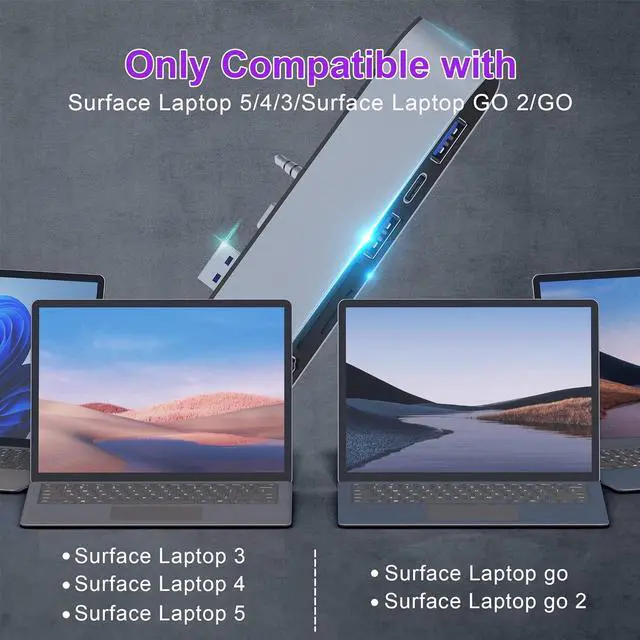 Alt view image 3 of 7 - Surface Laptop 5/Laptop 4/Laptop 3/Laptop Go/Laptop Go2 Hub Docking Station with 4K@30HZ HDMI +2*USB 3.0 +USB-C +SD TF Card Slot +3.5mm Audio Adapter for Surface Laptop 3/4/5/Laptop Go/Go2
