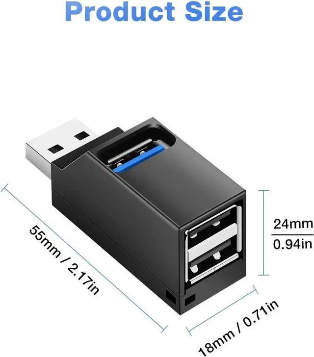 Alt view image 7 of 7 - USB Hub 3.0, 3 Port USB Hub USB Splitter for Laptop, USB Expander USB Multiple Adapter for Mouse,Keyborad,Printer,Flash Drive,Xbox and More (Black with 3.0 * 1 Hub, 2.0 * 2 Hub)