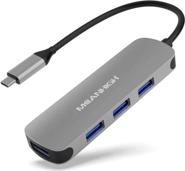 Main image of USB C Hub MEANHIGH USB 3.0 Hub for Laptop 4 Port USB Expander Multiport USB Splitter Type C Hub Dongle for MacBook Pro, Mac Mini iMac, Dell, HP, Chromebook, PC Flash Drive HDD
