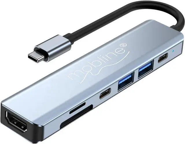 Main image of MOBLINE 7 in 1 USB C HUB Multi Port Adapter for Tablet/Laptop/MacBook Docking Station Type C to 4K HDMI USB 3.0 USB 2.0 SD/TF USB C PD 100W