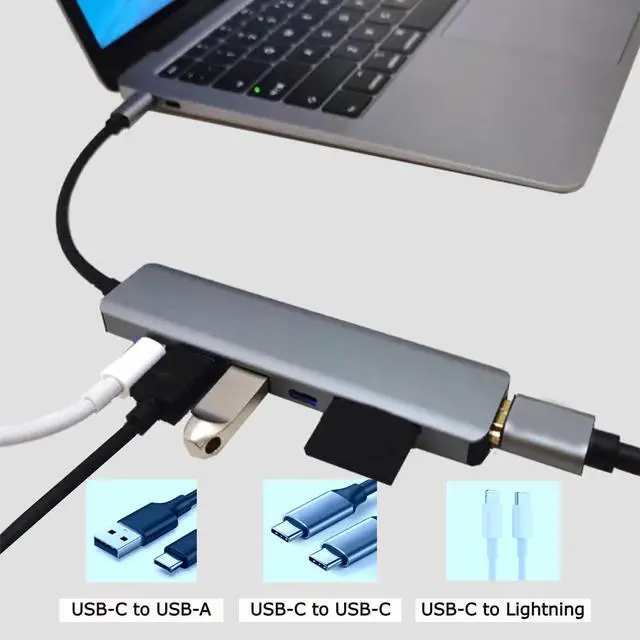 Alt view image 6 of 7 - MOBLINE 7 in 1 USB C HUB Multi Port Adapter for Tablet/Laptop/MacBook Docking Station Type C to 4K HDMI USB 3.0 USB 2.0 SD/TF USB C PD 100W